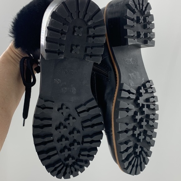 ABOUND BLACK CONSTRUCTION BLACK ZIPPER SIDE FAUX FUR BOOTS 5M - Picture 6 of 6